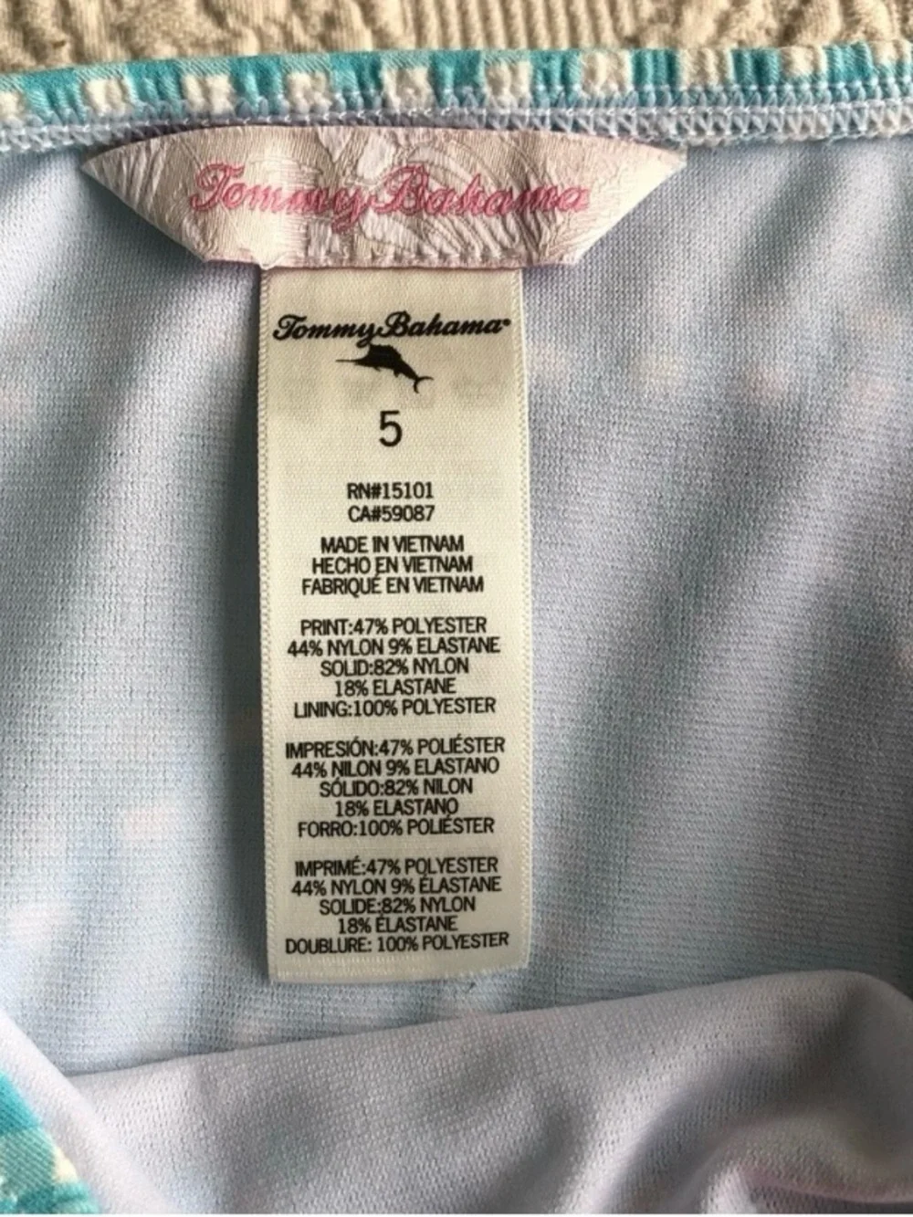 Tommy Bahama Blue/White Checkered Halter Top One Piece Toddler Girls 5T Swimsuit